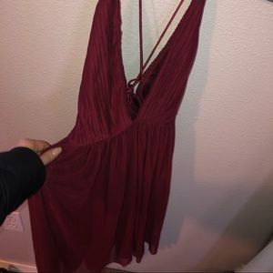 Wine Deep-V Shift dress